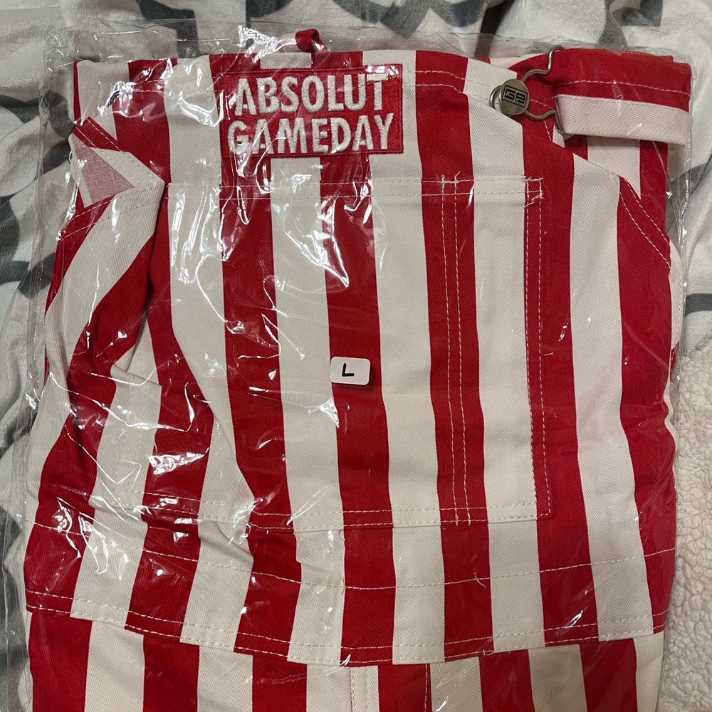 Red and white Stripped Absolut Overalls
